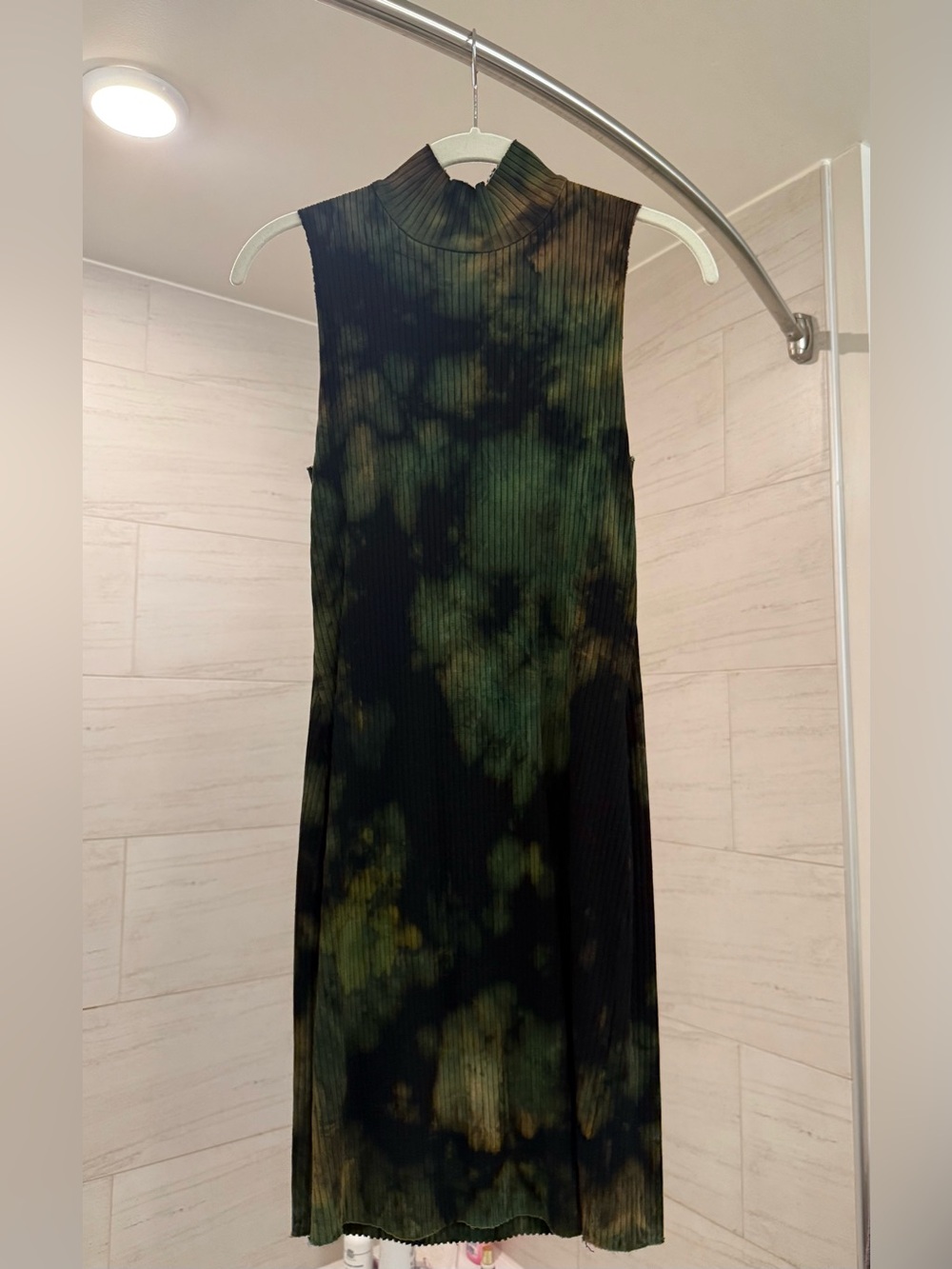 Cotton Citizen Ribbed Mock Neck Midi Dress - Black & Olive Tie-Dye